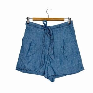 J Crew Pleated High Rise Chambray Shorts Womens 6 Nautical Preppy Coastal Beachy